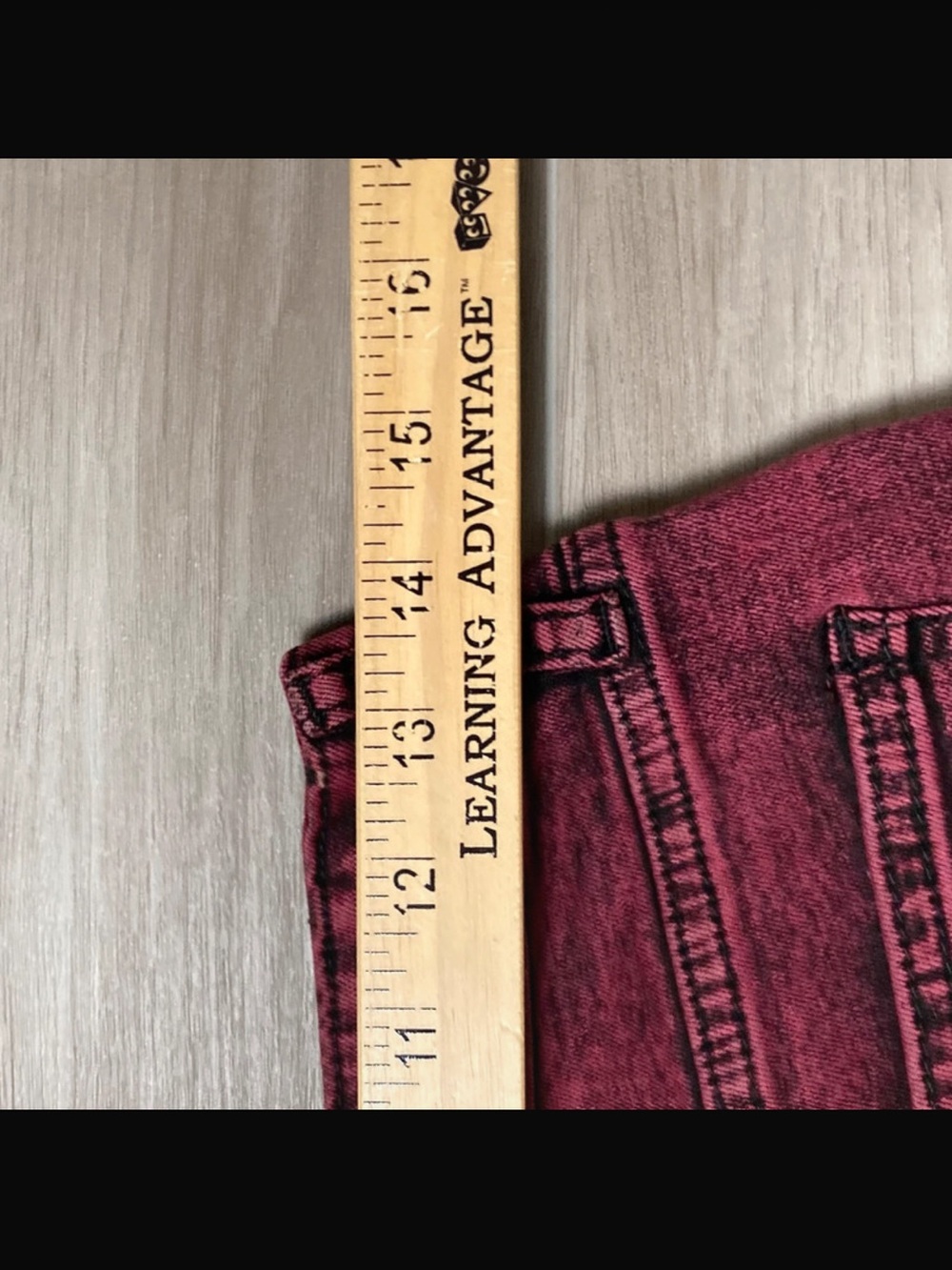 Fashion Nova Maroon Acid Wash Distressed Flare Jeans - Picture 8 of 8
